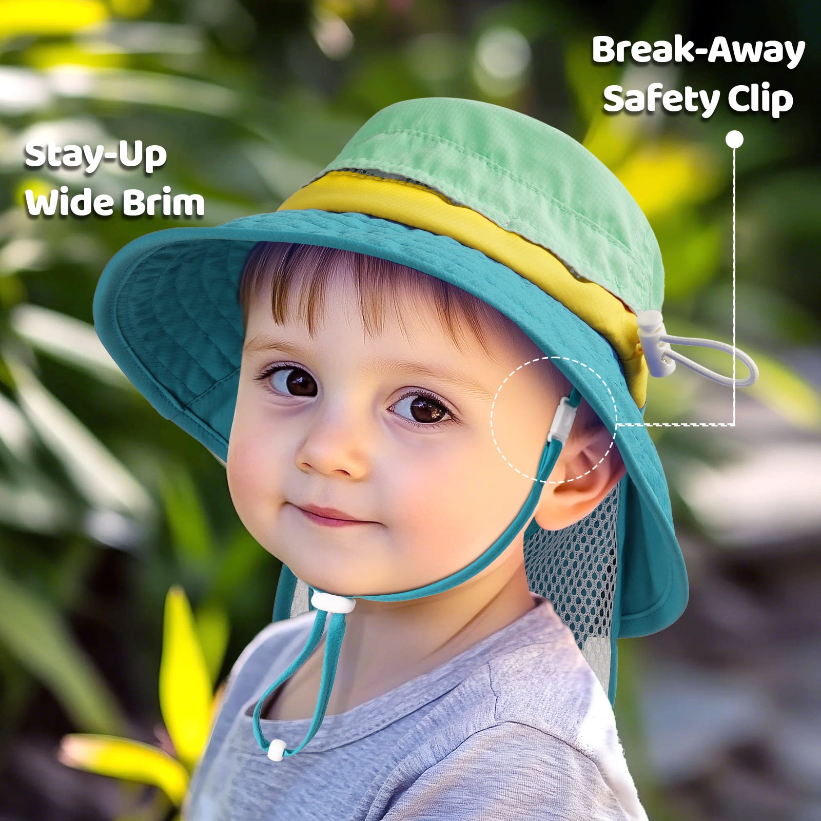 HECCEI Infant Sun Hat UPF 50+ Sun Protection Hat, 6-24 Months, Green