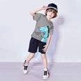 thumbnail image 7 of Ymyiu Toddler Summer Outfits Boy Toddler Baby Boy Summer Outfits Short Sleeve T-Shirt Tees + Shorts Infant Clothes Set 5T 6T (Grey,5-6 Years), 7 of 7