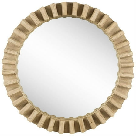 Mercana Sprocket Mirror 35" Round Natural Brown Wood Frame Mirror