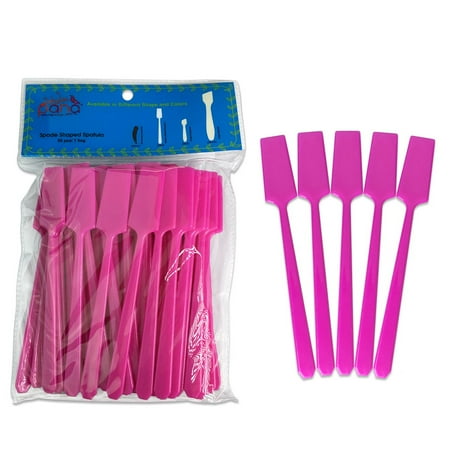 Pana Spade Shaped Disposable Cosmetic 5" Cosmetic Spatulas - Pink, 50 Pieces per pack