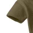 thumbnail image 4 of Moxiu Toddler Boy Rompers Summer Casual Cute Short Sleeve Onesie Soft Ribbed Basic One Piece Bodysuit Army Green,12-18 Months, 4 of 5