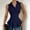 *Navy, variant on ClodeEU Women's Collared Sleeveless Peplum Blouse,V Neck Wrap Waist Work Top for Office Black,Women's Plus L
