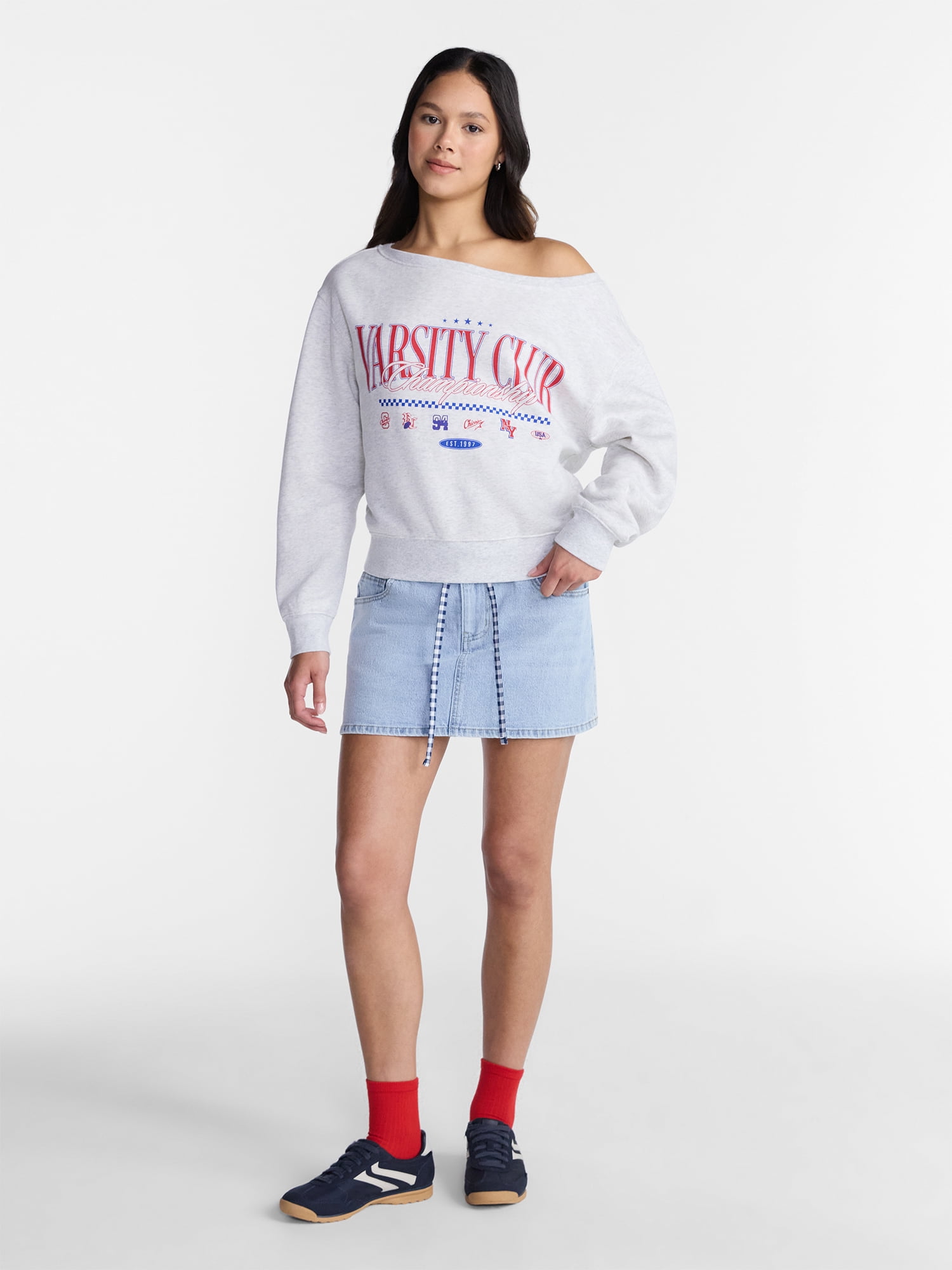 No Boundaries Game Day Denim Skirt, Women's XXS-XXL