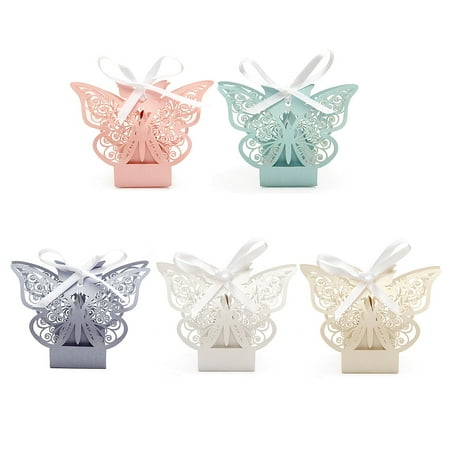 Decorating Ideas Wedding - Meigar 10Pcs Paper Butterfly Cut Candy Cake Boxes Wedding Party Gifts Favor Case Graduation Cake Decorating Supplies Christmas Gift Decoration
