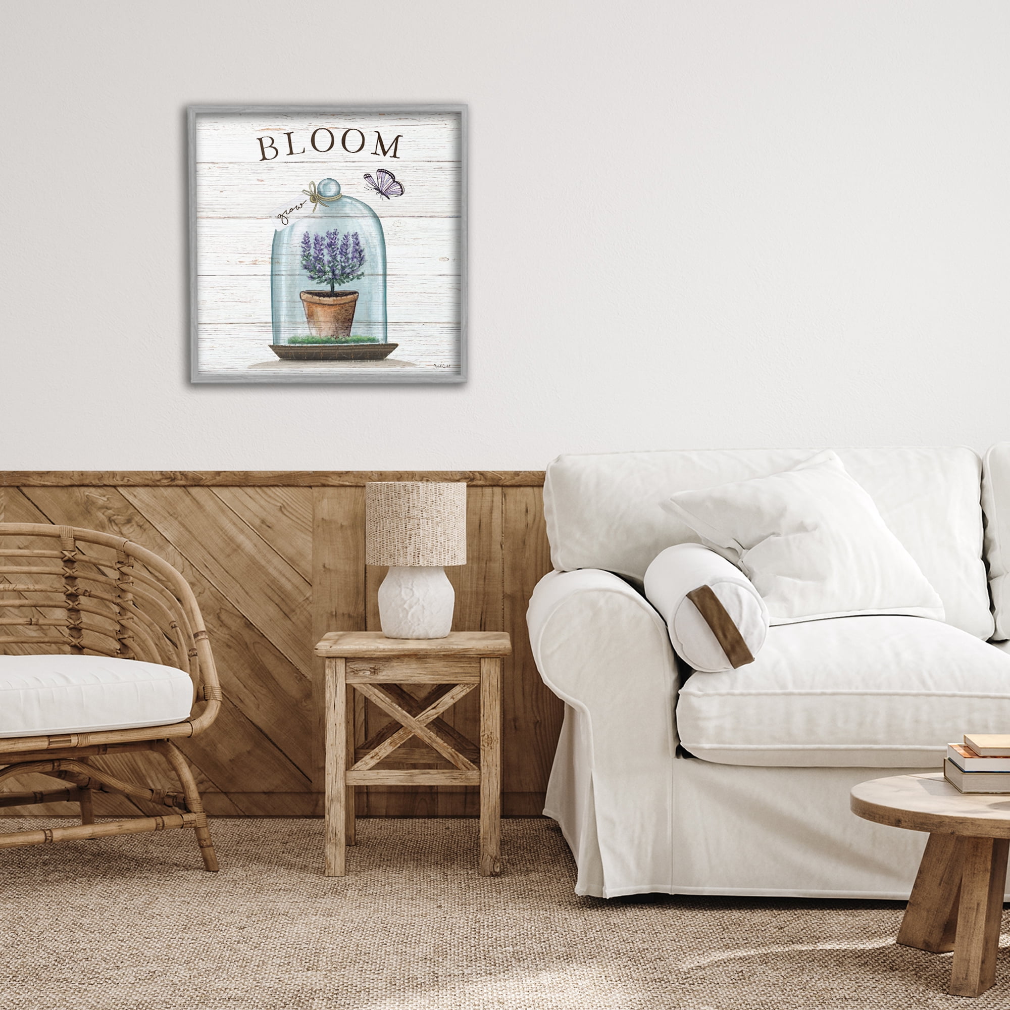 Stupell Industries Cottage Bloom in Bell Jar Gray Framed Giclee Art, design by Elizabeth Tyndall