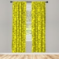 thumbnail image 3 of Ambesonne Botanical Curtains, Modernistic Outline Roses, Pair of 28"x84", Yellow and Charcoal Grey, 3 of 5
