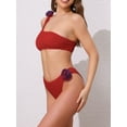 thumbnail image 2 of DARING DIVA Women's Floral One Shoulder Bikini Set X-Small Red, 2 of 6