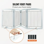 KFFKFF Dog Gate Freestanding, 32 H x 96.5 W Foldable Dog Fence for House Extra Wide Wooden White Indoor Puppy Gate Stairs Doorways Pet Gate Tall Dog Fence 4 Panels Fence, White