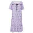 thumbnail image 4 of Women's Floral Nightgown Square Neck Short Sleeve House Dress Soft Comfy Sleepwear Plus Size Lounge Dress, 4 of 9