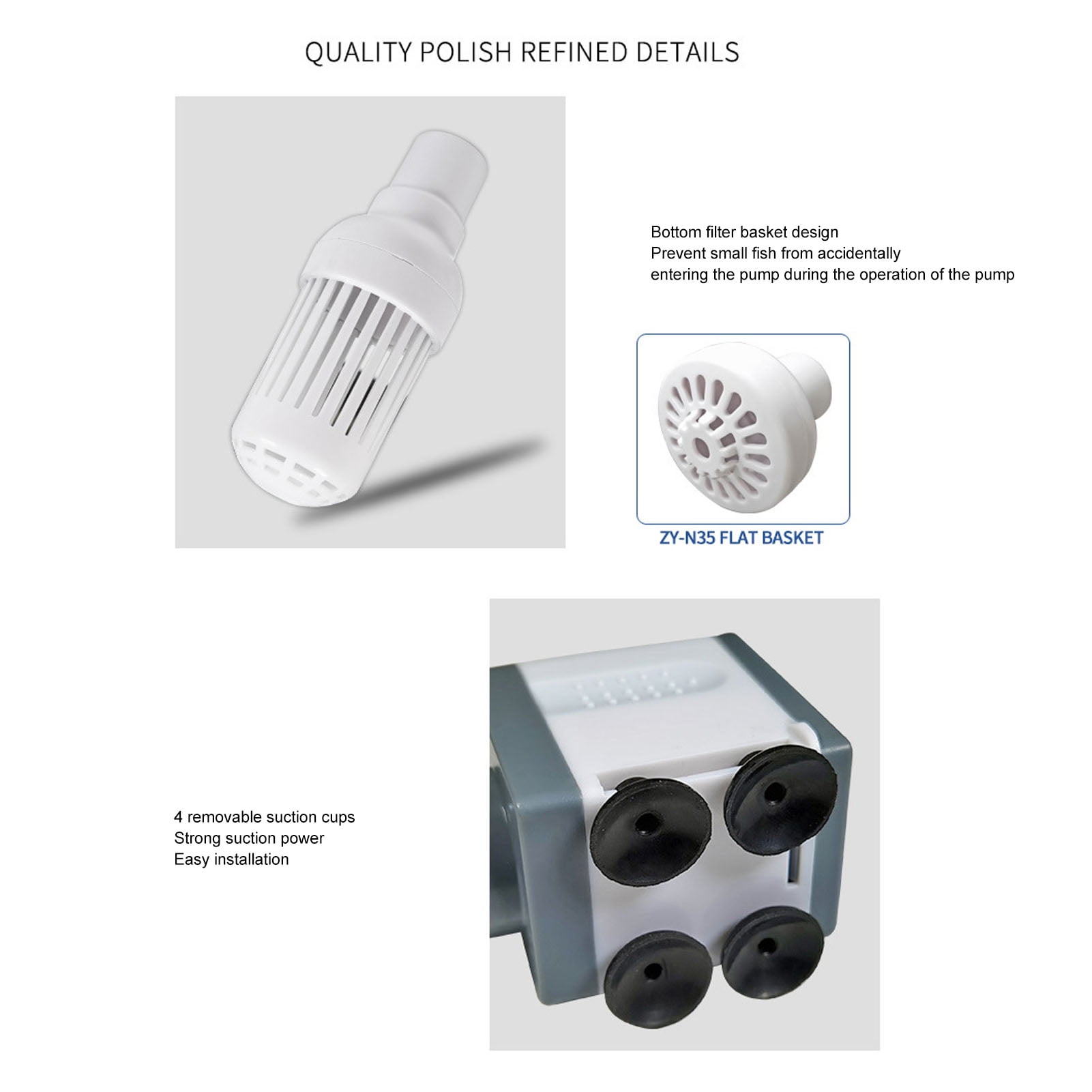 YAHHU Aquarium Filter Pump 3 in 1 Quiet Fish Tank Oxygen Aerator Pump Submersible Water Pump with 4 Removable Suction Cups for Aquariums UK Plug 220V
