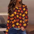 thumbnail image 2 of Edvintorg Thanksgiving Women's Casual Shirts Long Sleeve Crewneck Basic Plus Size Tops Lightweight Womens Blouses Fall Clothes for Women, 2 of 8
