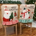 thumbnail image 2 of PULLIMORE 2 Pcs Christmas Chair Back Covers Santa Claus Snowman Dining Seat Slipcovers Festive Home Decor, 2 of 7