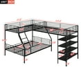 thumbnail image 4 of L-Shaped Metal Twin over Full Bunk Bed and Twin Size Loft Bed with Four Built-in Shelves,Black 617AAB, 4 of 9