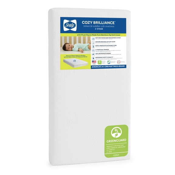 Sealy Cozy Brilliance 2-Stage Baby Crib & Toddler Mattress, 6 inch, Rayon from Bamboo Knit