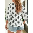 thumbnail image 3 of DOKOTOO Blouses for Women Boho Floral Print V Neck Tunic Tops Casual Summer Loose 3/4 Sleeve Chiffon Shirts, 3 of 8