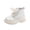 Beige, variant on Kids Iridescent Glitter Patent Ankle Martin Boots Girls Fall Shiny Colorful Faux Leather Short Booties Side Zipper Lace up Soft Sole Outdoor Boots