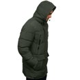 thumbnail image 3 of Men's Long Winter Coats Single Breasted Zipper Warm Water Resistant Puffy Hooded Windbreaker Insulated Thicken Jackets with Hood Waterproof Jackets For Men's Coat, 3 of 7