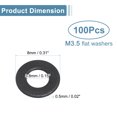 thumbnail image 2 of 100 Pcs M3.5 304 Stainless Steel Flat Washers, 3.8mm ID x 7.7mm OD x 0.5mm Thick Black Zinc Plated Metal Washers, 2 of 6