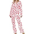 thumbnail image 4 of Riecok Pajama Sets for Women Valentine's Day Long Sleeve Button down Shirts and Pants Heart Print Cozy Soft Sleepwear, 4 of 7