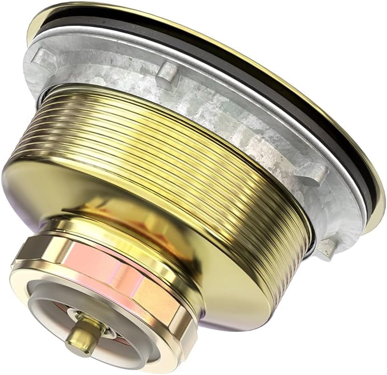 3-1/2 Inch Kitchen Sink Drain Assembly Stainless Steel Gold Kit with Strainer Basket/Rubber Stopper, Rustproof Durable Gold Finish Replacement for Standard Commercial Sink Drains