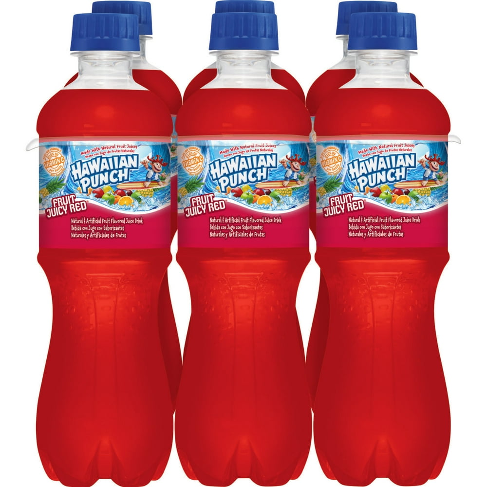 Hawaiian Punch GlutenFree Fruit Juicy Red Juice Drink, 0.5 L, 6 Count