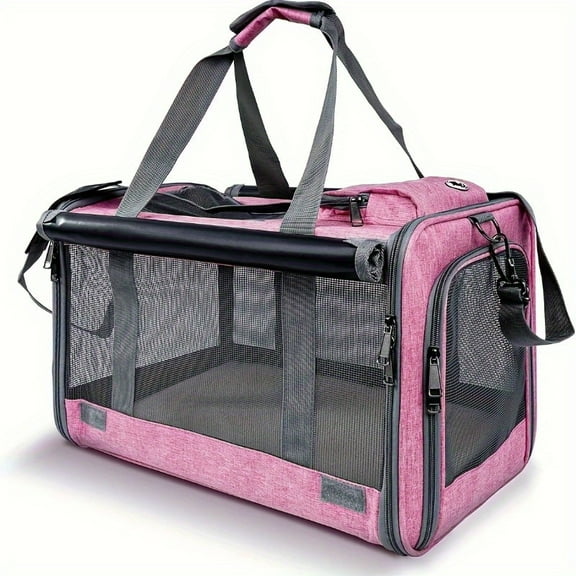 Airline-Approved Large Soft-Sided Pet Carrier - 20lb Capacity (18.1"Lx11.8"Wx11.8"H), Collapsible Lightweight Design, Breathable Mesh, Privacy Shade & Zipper Closure for Dogs & Cats