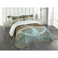 thumbnail image 3 of Ambesonne Rustic Quilted Bedspread Set 3 Pcs, Nautical Rustic, Queen Size, Pale Blue Brown Teal, 3 of 5