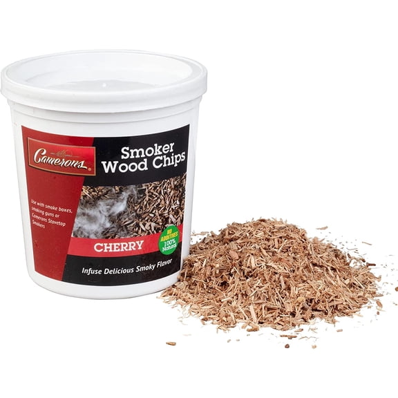 Camerons Products Smoking Chips- (Cherry) Kiln Dried, Natural Extra Fine Wood Smoker Sawdust Shavings - 1 Pint Barbecue Chips