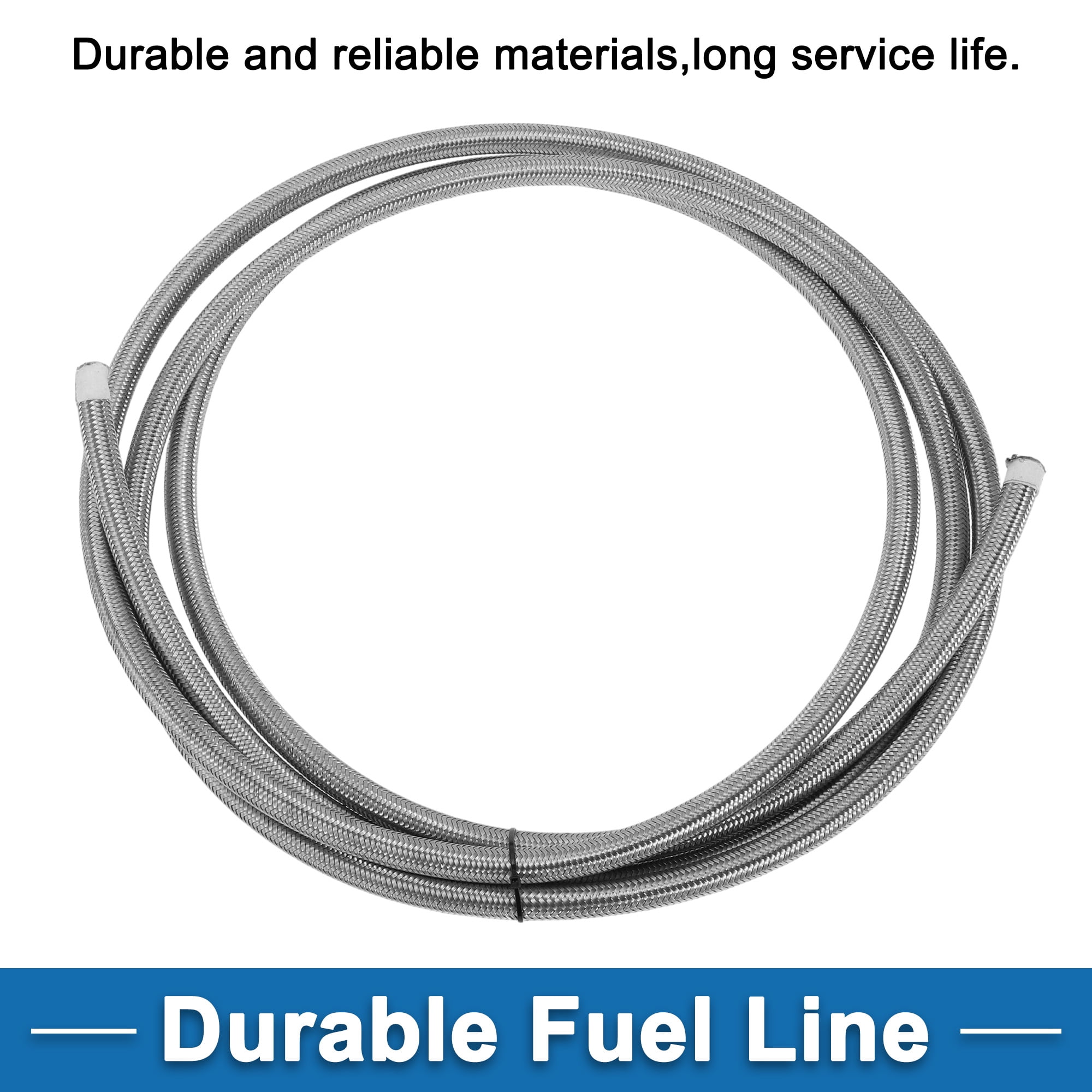 Unique Bargains AN4 Fuel Line Hose 12ft Vacuum Hose Fuel Hose Silver 3/7"ID 1/2"OD