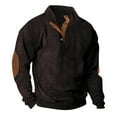 BOMYJESK Mens Sweatshirt Corduroy with Elbow Patches Button Up Sweaters