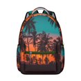 thumbnail image 1 of Summer Beach Backpack Hawaiian Print, Jungle Leaves, Exotic Floral School Bag Colorful Students Travel Backpack, 1 of 6