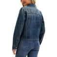 thumbnail image 3 of Chaqueta de mezclilla para mujer INSPIRE CHIC con cuello de solapa, manga larga, botón, casual, talla XL, azul, 3 of 6