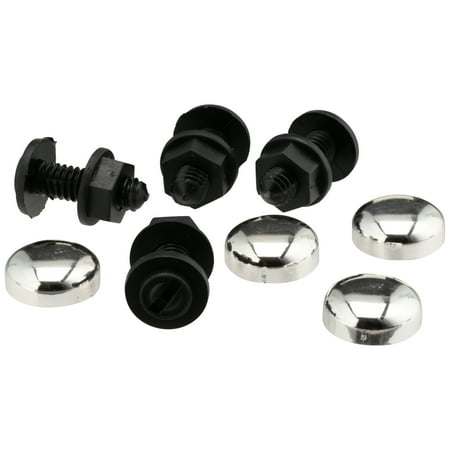 AutoDrive License Plate Fasteners with caps, Silver, 8PC, 1pk, 22-1-63538-W
