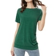 thumbnail image 3 of Women Solid Color Short Sleeve Button Decor Tops, 3 of 8