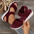 thumbnail image 5 of Walking Sandals Women Soft Cushion Low Wedge Mesh Flat Shoes Summer Comfy Indoor Outdoor Slip on Casual Shoes Wine Size 6, 5 of 8