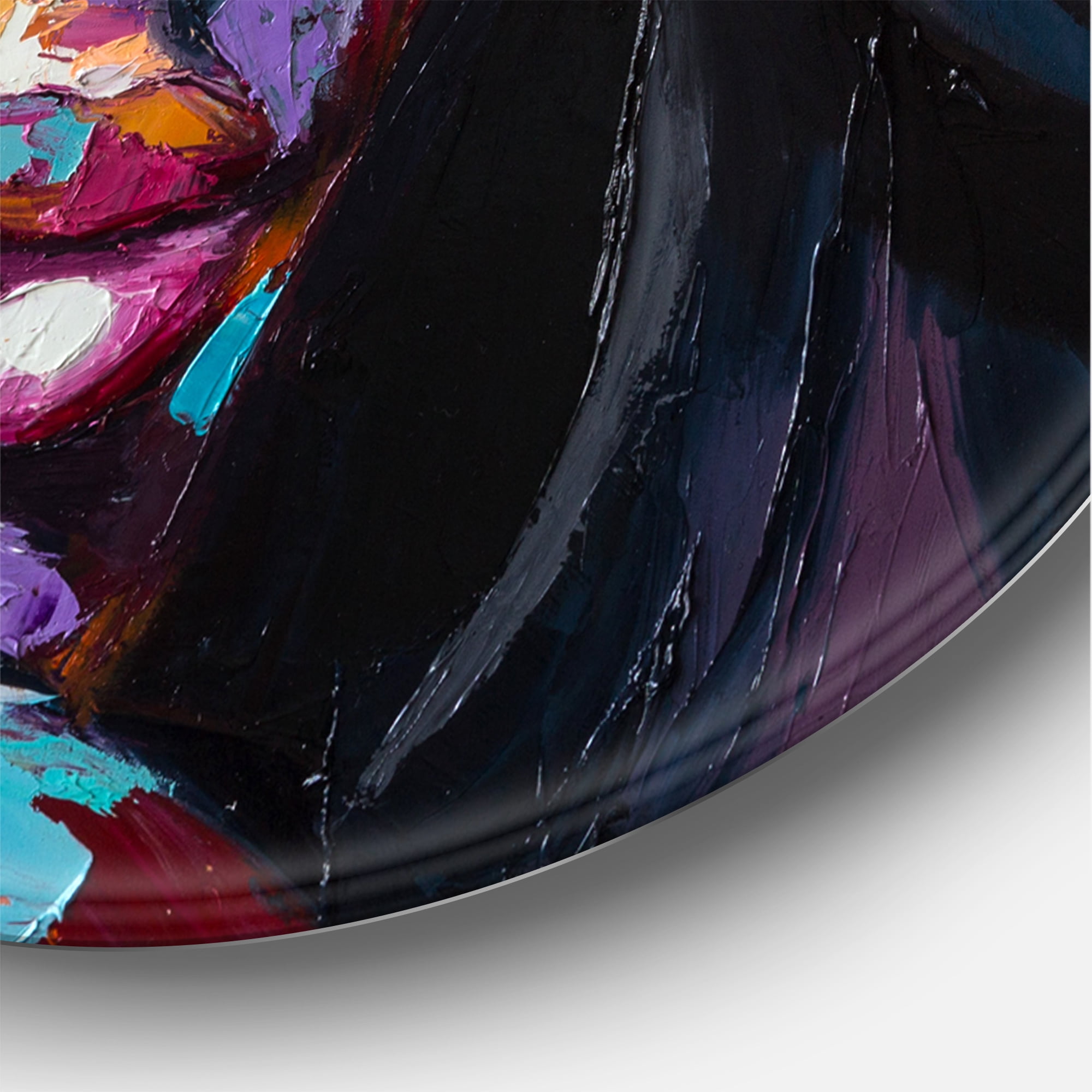 Designart 'Abstract Colorful Fantasy Portrait Of A Young Woman II' Modern Circle Metal Wall Art 11x11 - Disc of 11