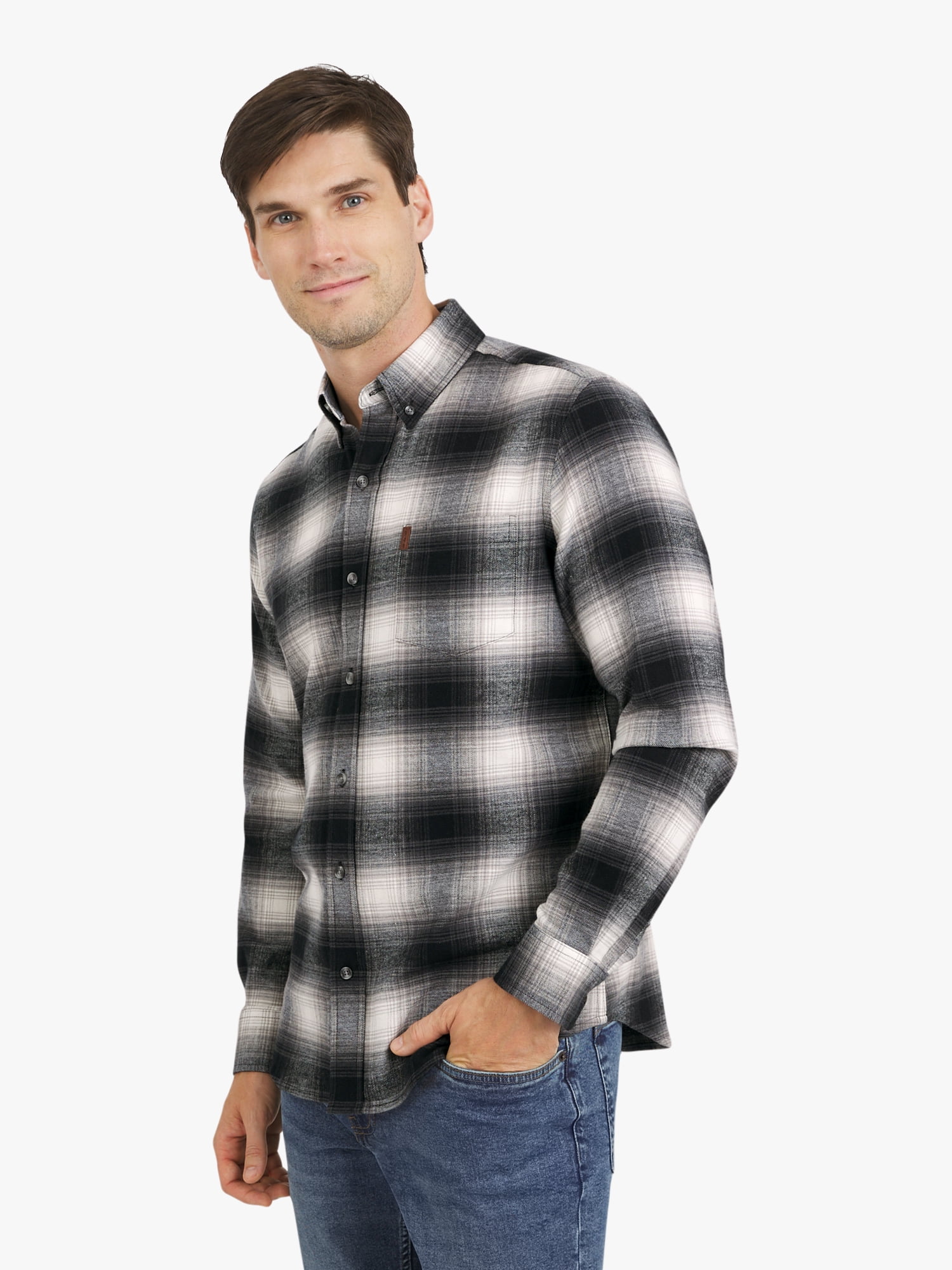 Chaps Men's and Big Men's Comfort Stretch Flannel Shirt, Sizes S-2XL