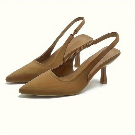 

Lightweight & Chic Solid Color Stiletto Heels - Elegant Pointed Toe Slingback