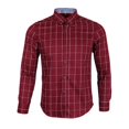 thumbnail image 2 of clásica de negocios de manga larga multicolor de con estampado de tartán para hombre borgoña Salvador Camisa de manga larga para hombres, 2 of 10