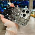 thumbnail image 2 of Compatible with iPhone 13 Pro Max Case, 3D Gradual Plating Diamond Pattern Phone Case, Elegant Bling Wavy case for Women Girls Soft Silicone Shockproof Camera Protective Back Cover - Black, 2 of 10
