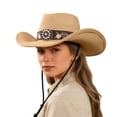 thumbnail image 6 of BRICH Cowboy Hats for Women Men Wide Brim Western Cowboy Hat Classic Roll up Resistant Felt Rancher Hats 01-Khaki One Size, 6 of 6