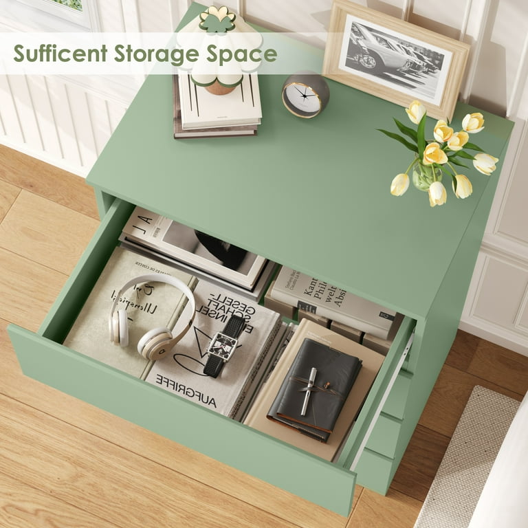 green small dresser Narre Modern Wood Dresser with 4 Drawers in Green Storage Chest for BedroomHomary