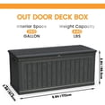 thumbnail image 2 of 260 Gallon Lockable Resin XXL Deck Box, Waterproof Outdoor Storage Box for Patio Furniture Cushions, Garden Tools & Pool Accessories Storage, Black, 2 of 12