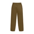 thumbnail image 7 of Tdoqot Womens Capris with Pockets- Elastic Waist Casual Quick Dry Cotton Linen Semmer Beach Pants Coffee Size M, 7 of 7