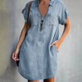 thumbnail image 3 of Prolriy Robes Printemps Été pour Femmes 2025 Robe d'Été Mode Ajustée Manches Midi Courtes Robe Décontractée pour Femmes Robes d'Été pour Femmes, Robes pour Femmes Gris P, 3 of 3