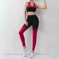 thumbnail image 2 of KHONTS Women's Two Piece Sets Racerback Yoga Bras Workout Gradient Color Outfits Waistband Exercise Outfits Red L, 2 of 8