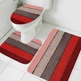 thumbnail image 3 of Red Grey Bath Mat 3 Piece Bathroom Rug Set, Vintage Stripe Farmhouse Wood Grain Ombre Non Slip Bath Rug Contour Mat and Toilet Lid Cover, Absorbent Shower Mats Soft Bath Rugs and Mats Sets, 3 of 8