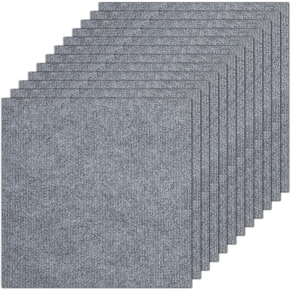 12Pcs Self Adhesive Carpet Floor Tiles Peel and Stick 12x12 Inch Square Anti-Slip Soft Padded Carpet Tiles Furnishings Flooring
