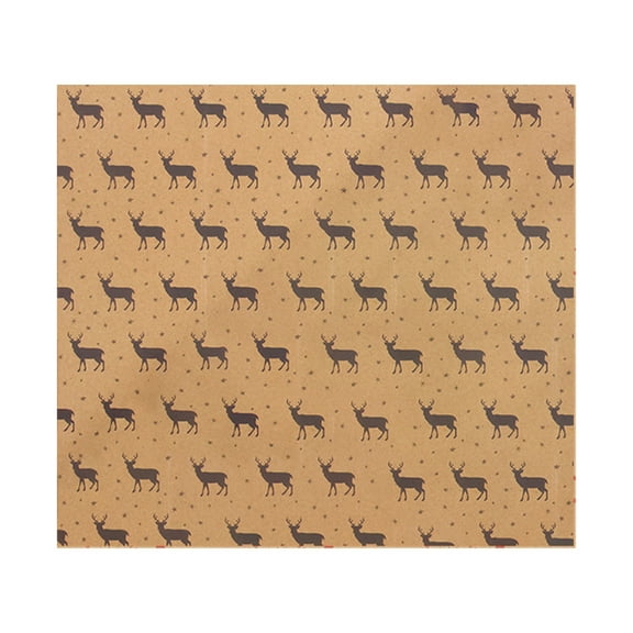 putnchl Christmas Wrapping Paper Christmas Elements Collection Single-Sided Wrapping Paper Plaid Barn-Moose And Other Patterns-70cmX50cm