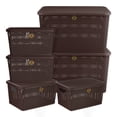 thumbnail image 1 of Kit 6 Cajas Organizadoras de Plástico La Ardilla Tipo Rattan (Chocolate), 1 of 4